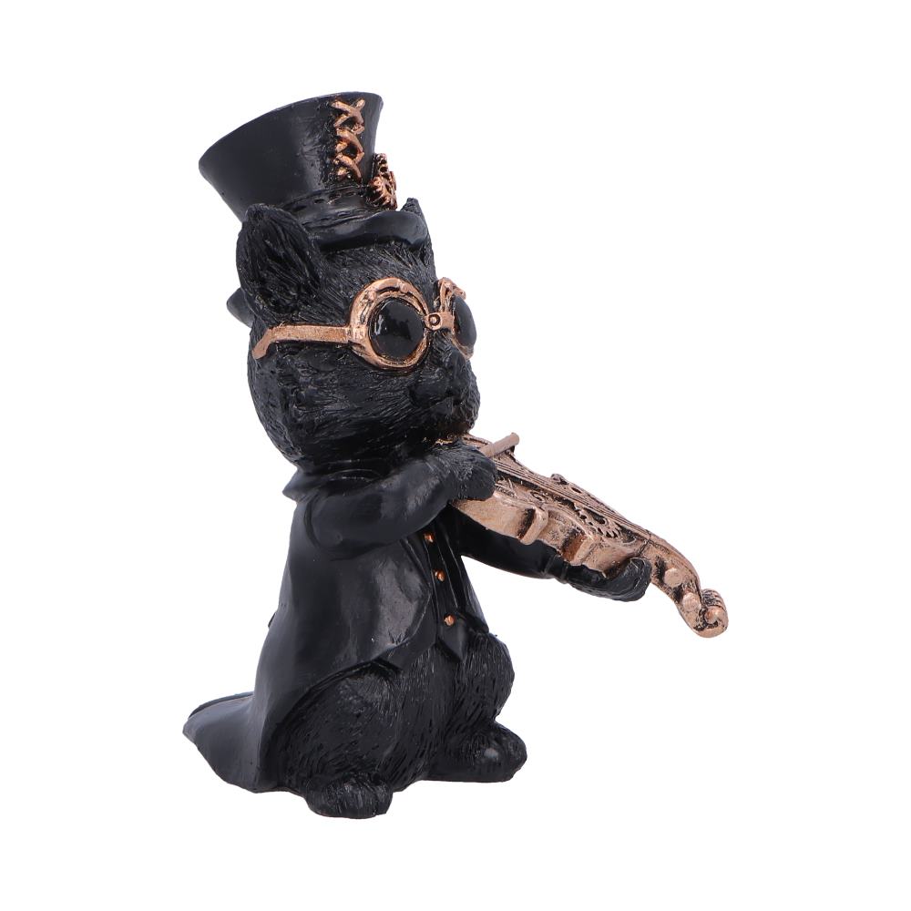 Music Meowstro Steampunk Black Cat Playing Violin Figurine 10cm 4