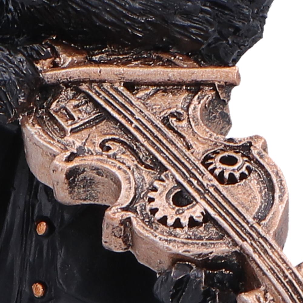 Music Meowstro Steampunk Black Cat Playing Violin Figurine 10cm 6