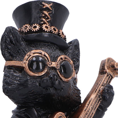 Music Meowstro Steampunk Black Cat Playing Guitar Figurine 10cm 5