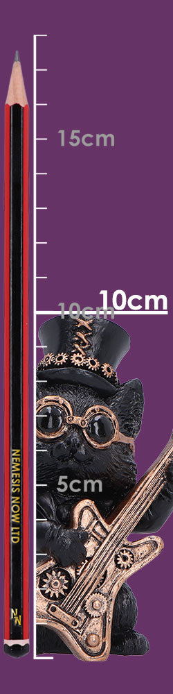 Music Meowstro Steampunk Black Cat Playing Guitar Figurine 10cm 8