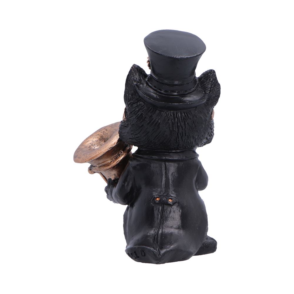 Music Meowstro Steampunk Black Cat Playing Horn Figurine 10cm 3