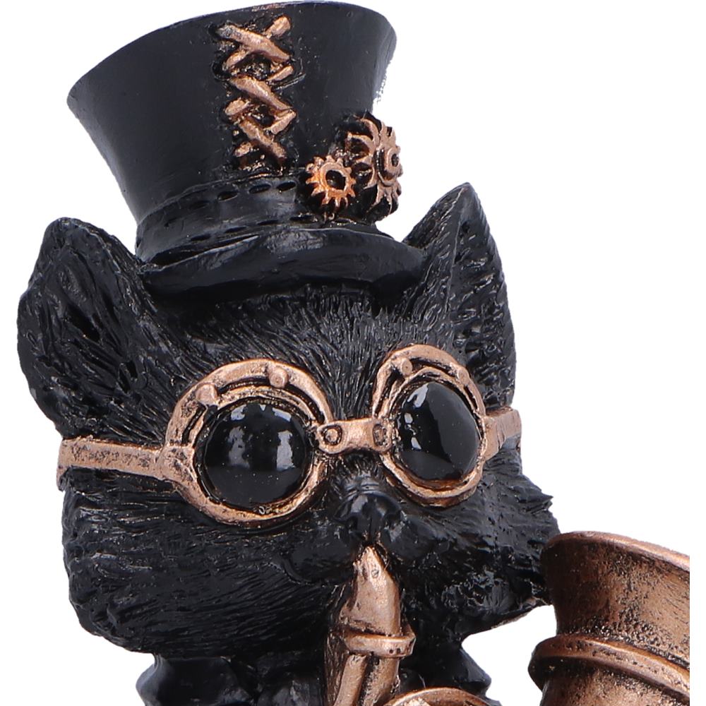 Music Meowstro Steampunk Black Cat Playing Horn Figurine 10cm 5