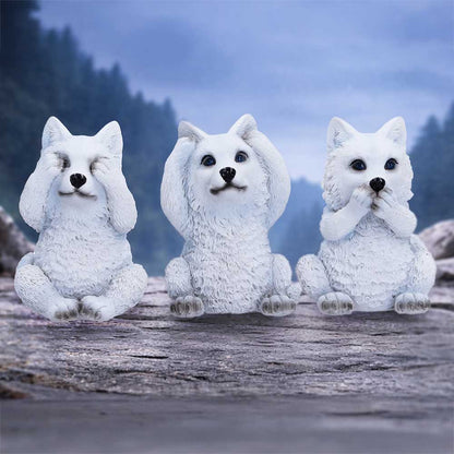 Three Wise Wolf Pups Figurine Set 9cm 7