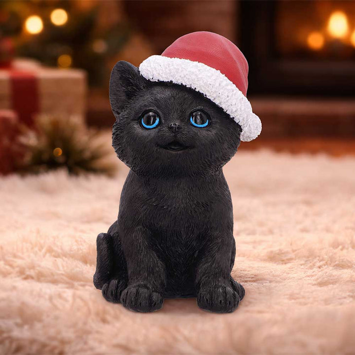 Black Cat with Santa Hat 18cm