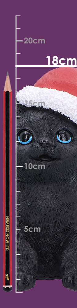 Black Cat with Santa Hat 18cm