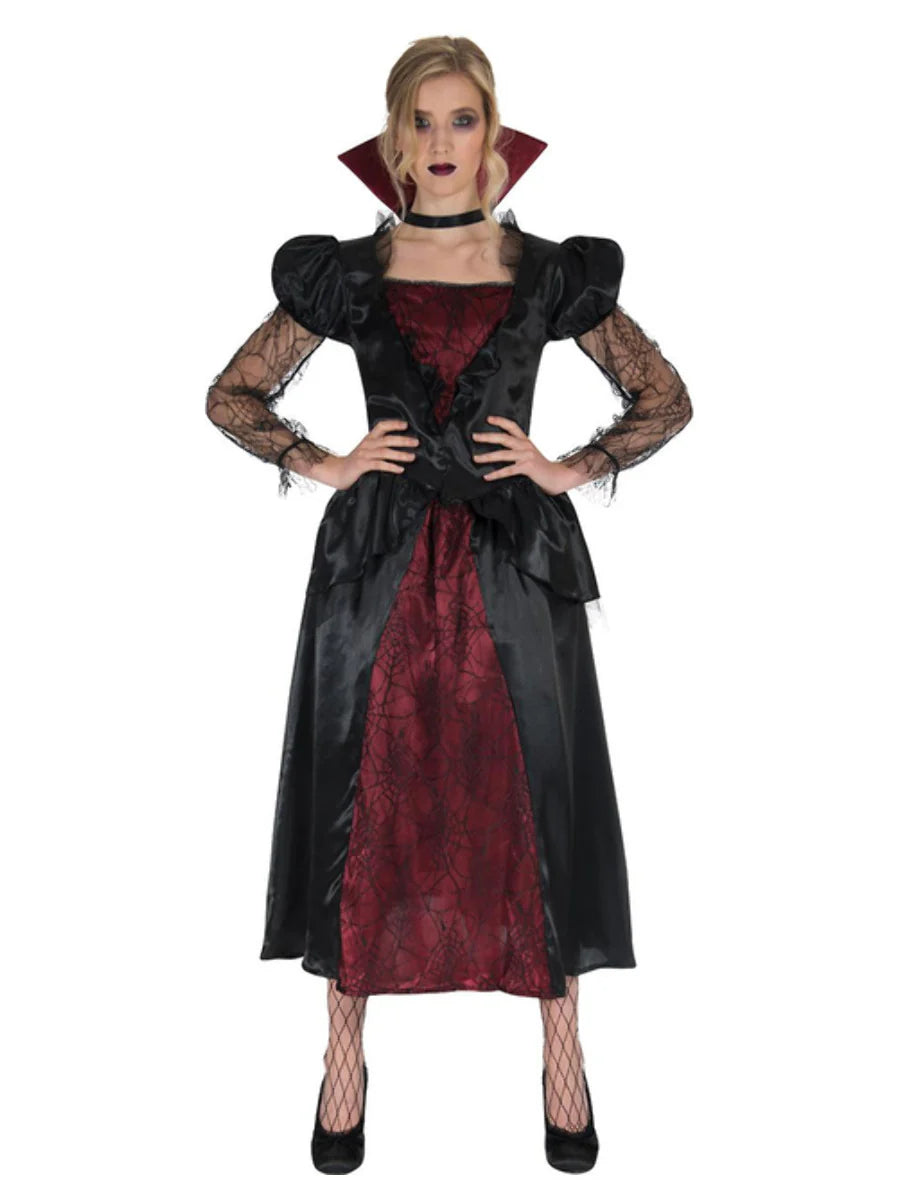Vampire Queen Costume Red and Black Dress with Collar 1