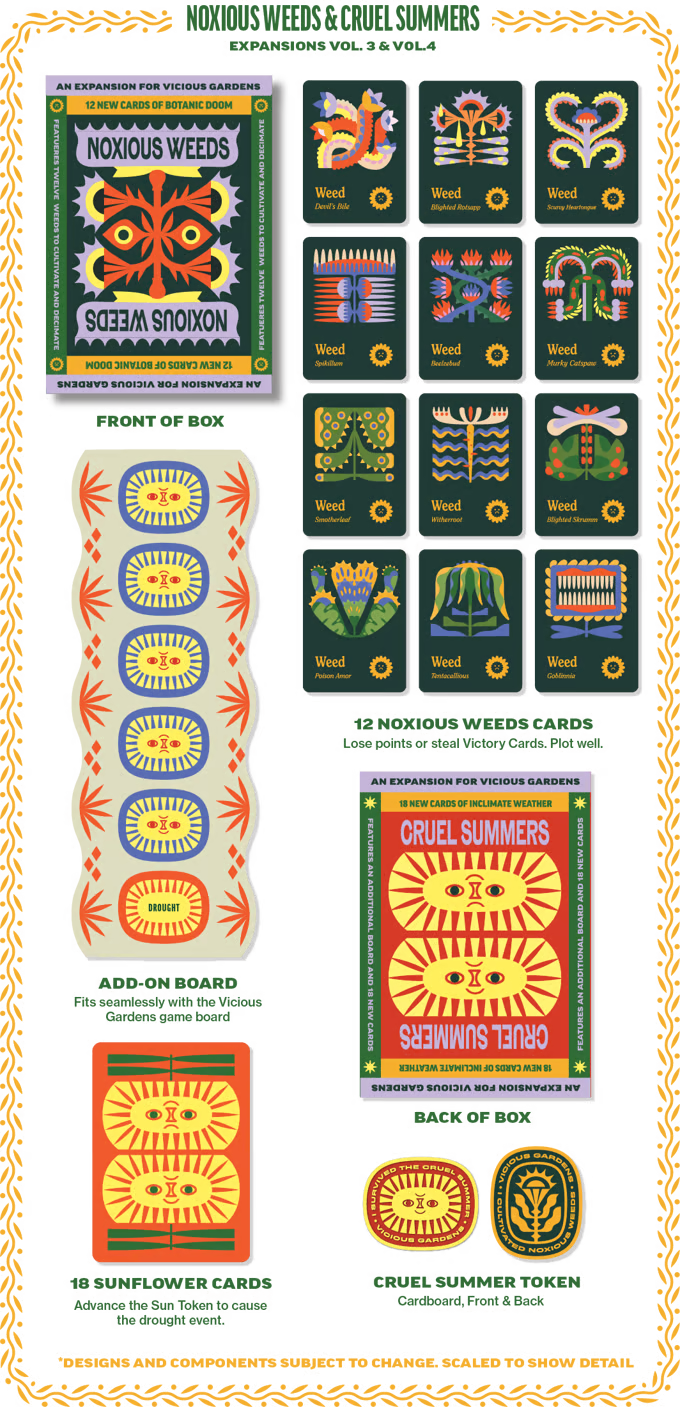 Noxious Weeds and Cruel Summers Vicious Gardens Board Game Expansion
