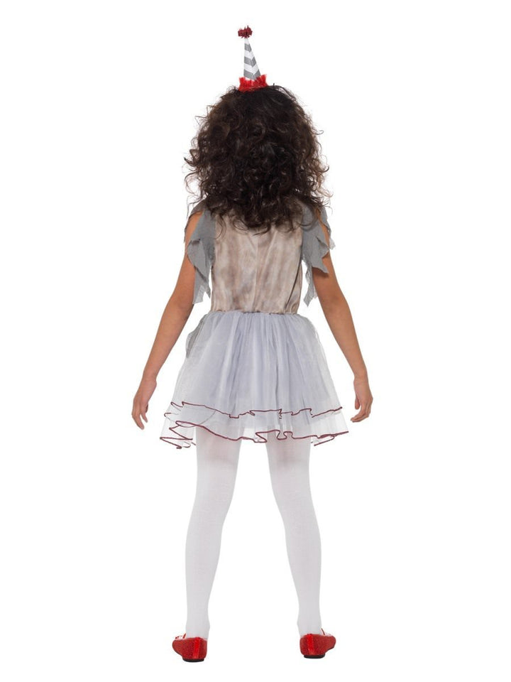 Vintage Clown Girl Costume Child Grey Red Dress Headband