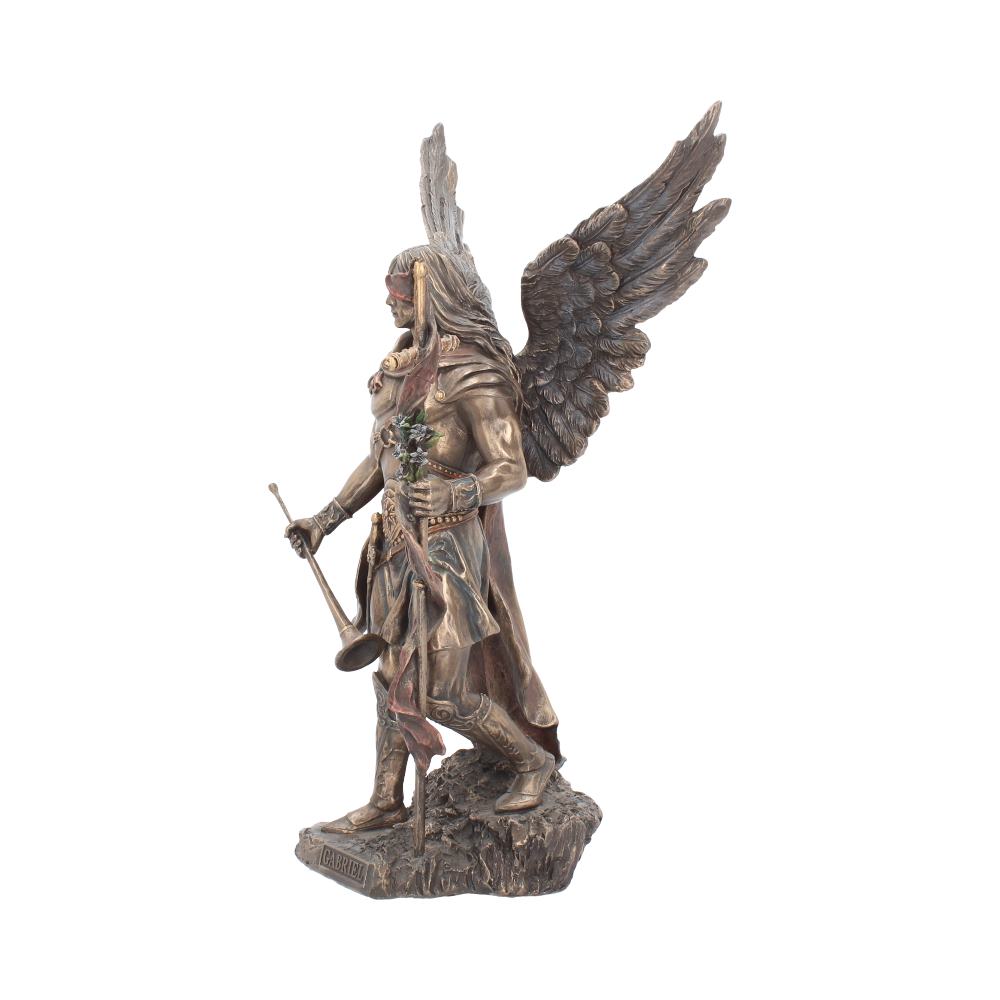 Bronzed Archangel Gabriel with Staff Religious Figurine 33.5cm 2