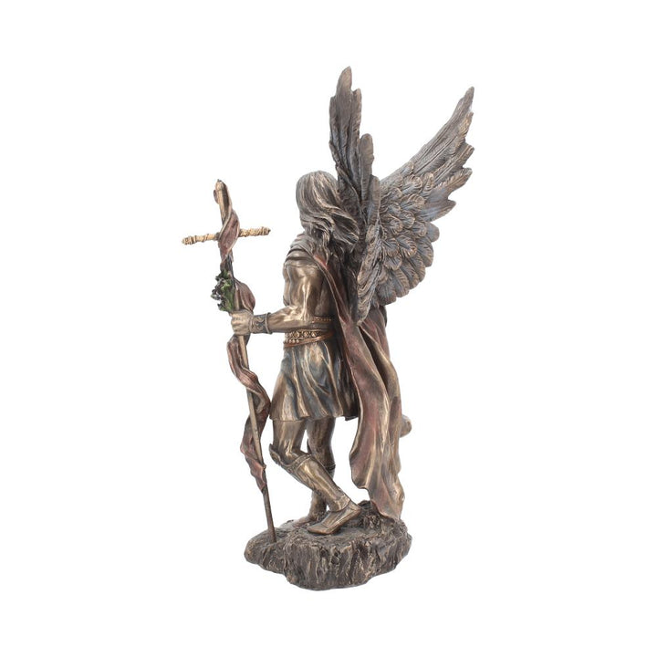 Bronzed Archangel Gabriel with Staff Religious Figurine 33.5cm 3