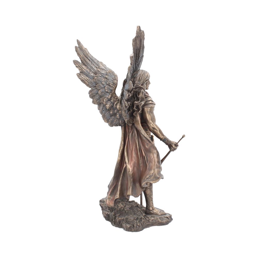 Bronzed Archangel Gabriel with Staff Religious Figurine 33.5cm 5