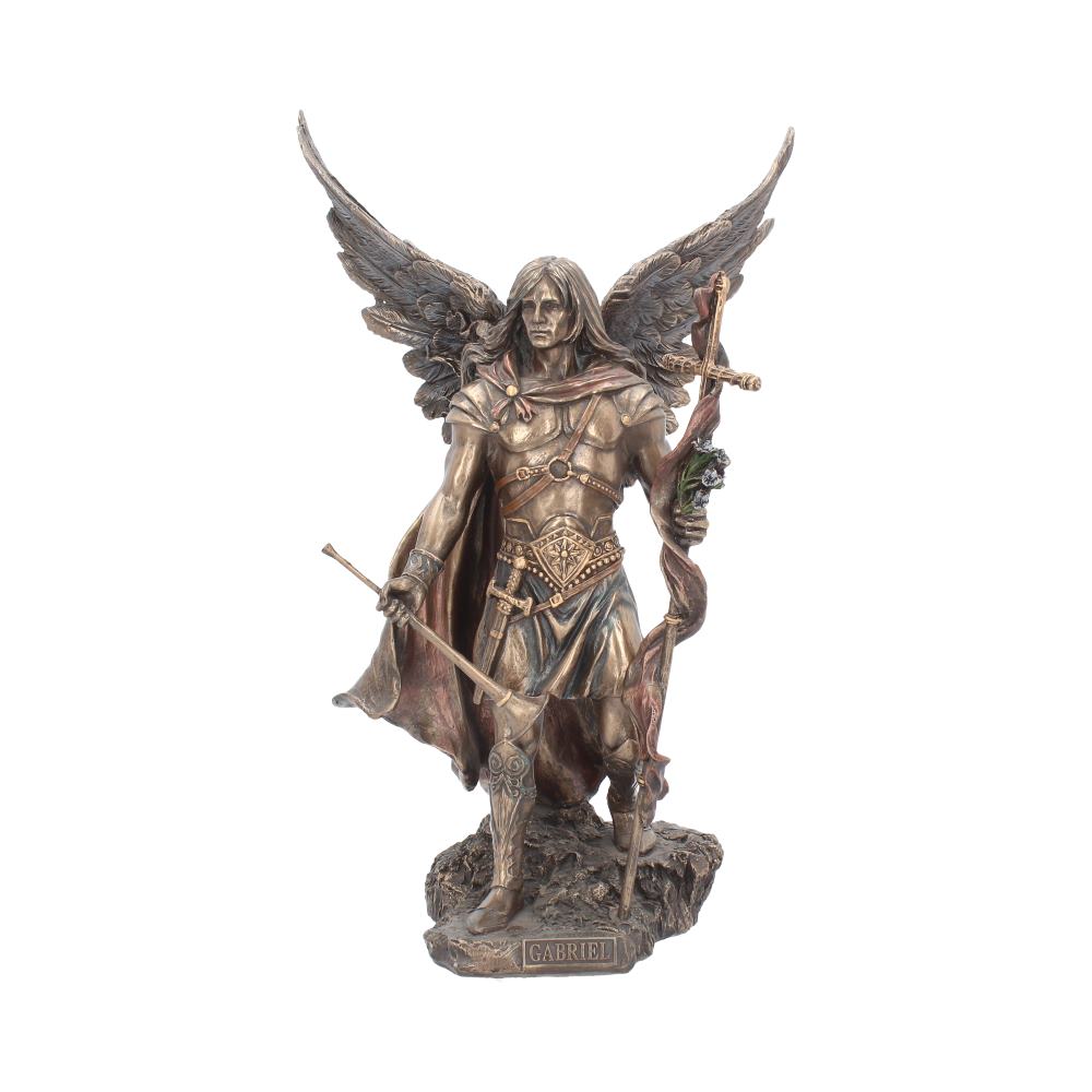 Bronzed Archangel Gabriel with Staff Religious Figurine 33.5cm 1