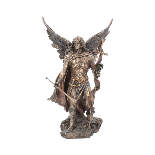 Bronzed Archangel Gabriel with Staff Religious Figurine 33.5cm 1
