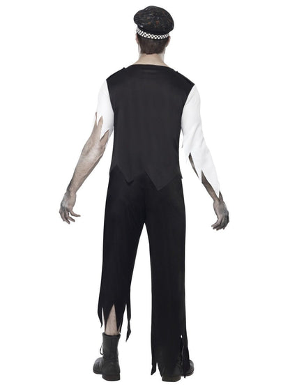 Zombie Policeman Costume Adult Black Red White Shirt Tie Trousers Hat 3