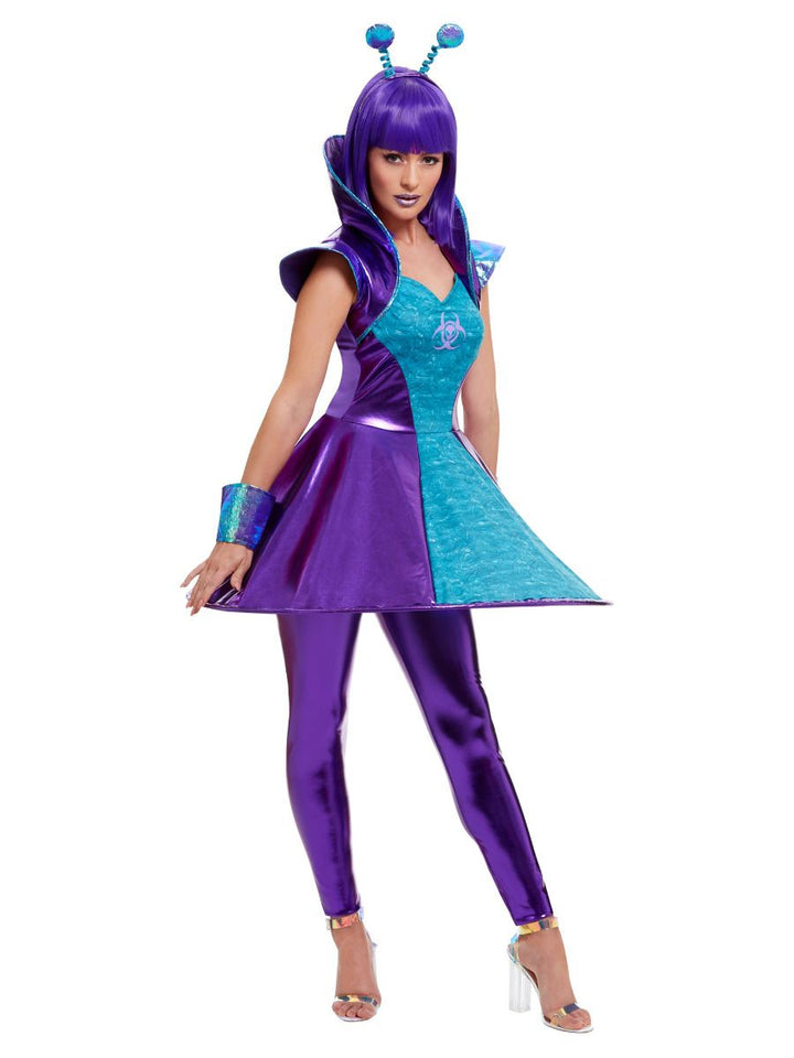 Alien Lady Costume Adult Blue Purple Dress