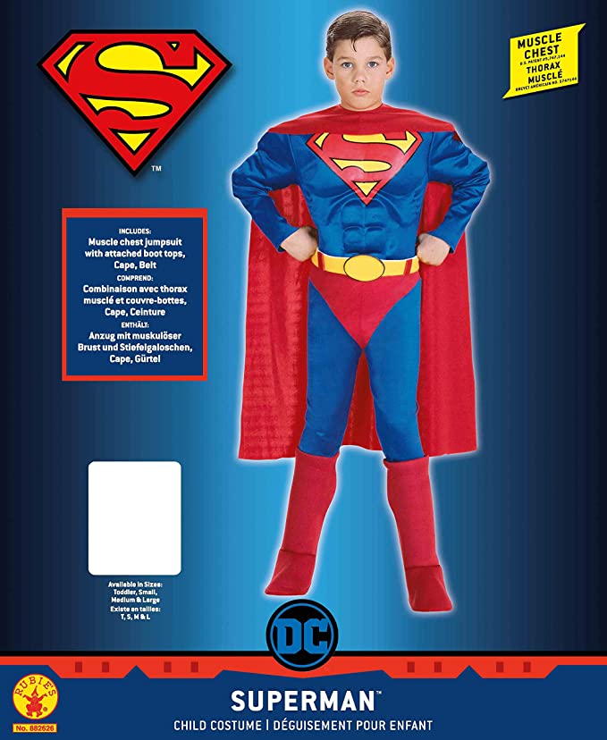 Superman Costume Deluxe Muscle Chest Kids