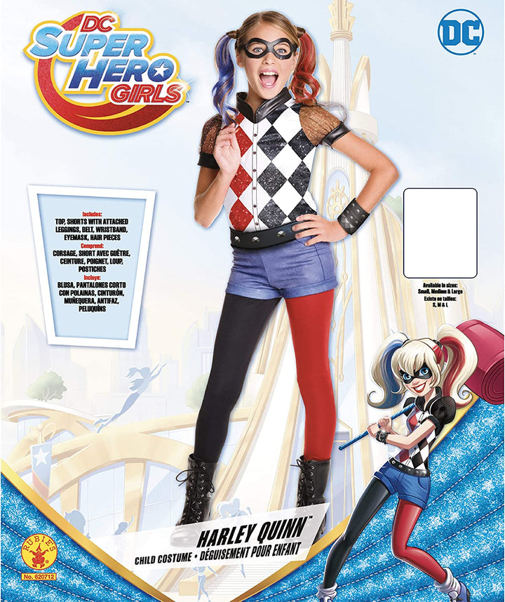 Harley Quinn Kids DC Superhero Girls Deluxe Costume 4 MAD Fancy Dress