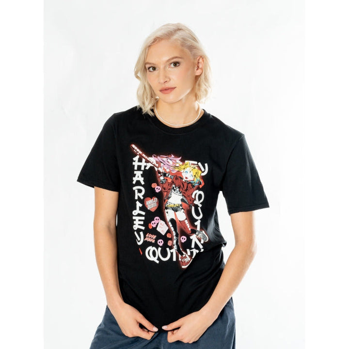 Harley Quinn Black Adult Anime Good Night T-Shirt DC_2