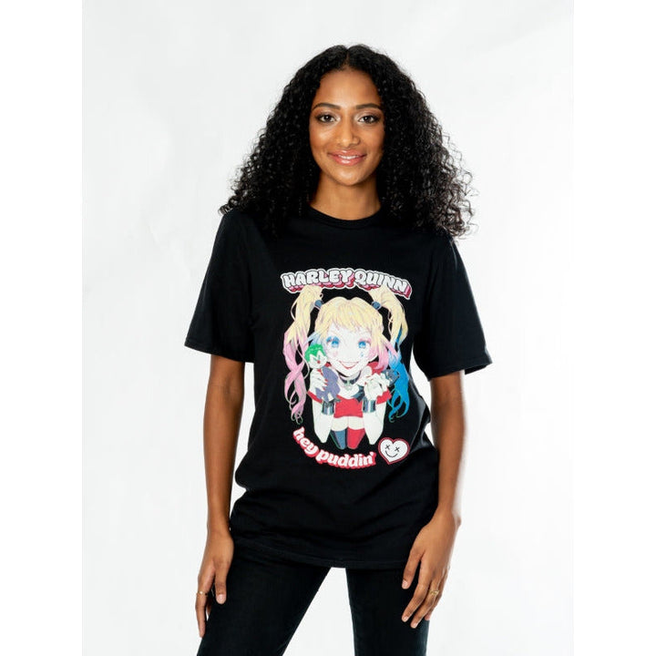 Harley Quinn Black Adult Anime Puddin T-Shirt DC_2