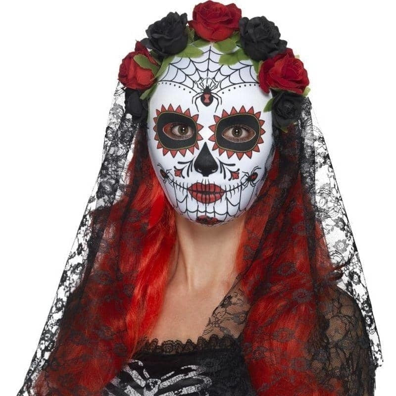 Day Of The Dead Senorita Mask Full Face Adult Red Black_1 sm-44639