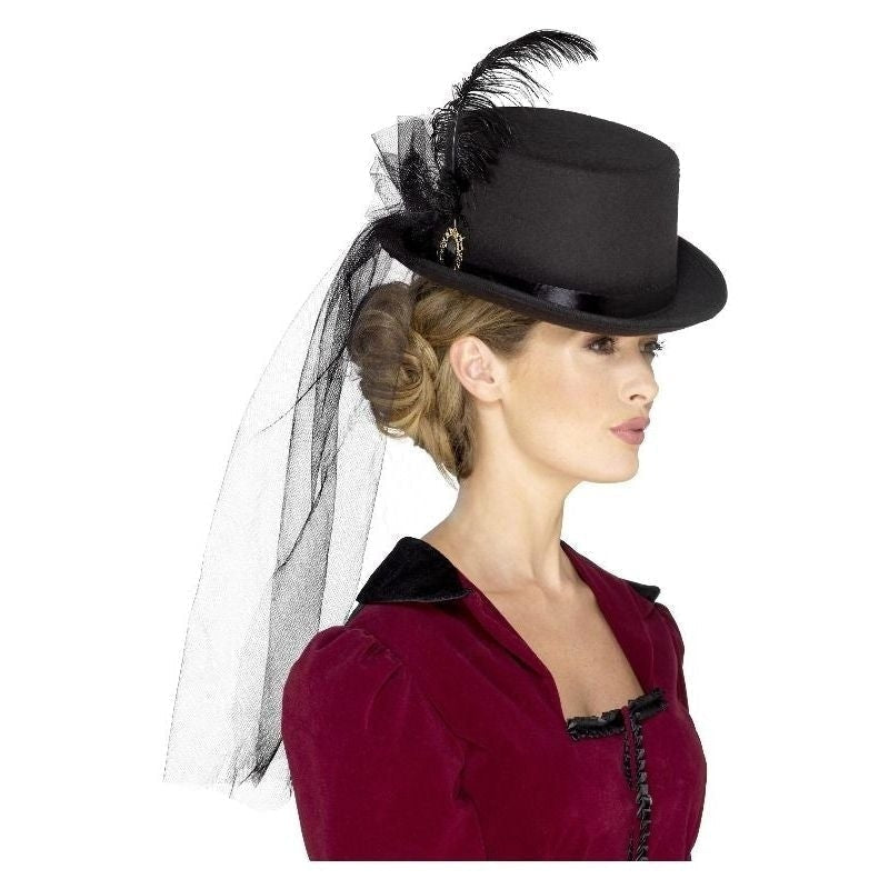 Deluxe Ladies Victorian Top Hat Adult Black_2 