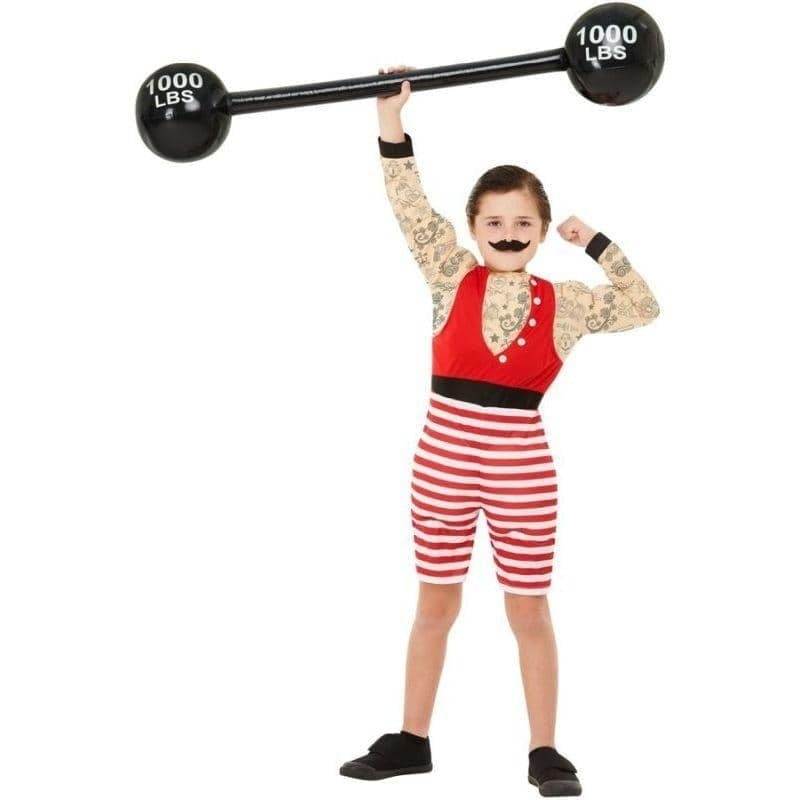 Strong Boy Deluxe Muscle Costume Child Red White 1 sm-52168L MAD Fancy Dress
