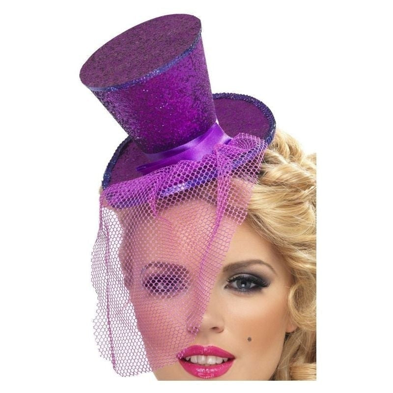 Fever Mini Top Hat On Headband Adult Purple_2 