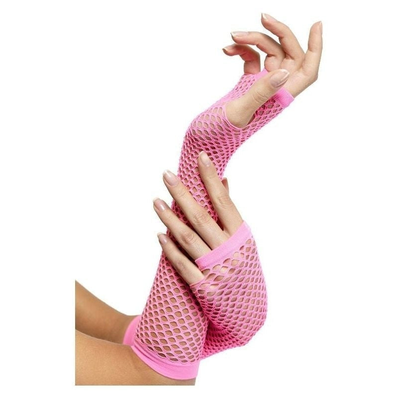 Fishnet Gloves Adult Pink_2 