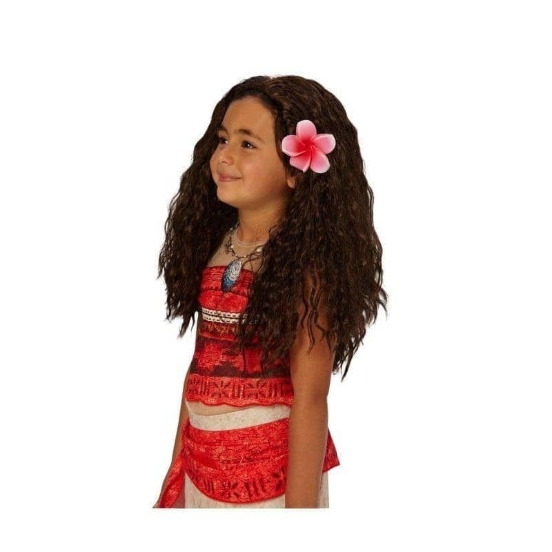 Girls Official Disney Moana Brown Wavy Hawaiian Polynesian Book Day Week Film Fancy Dress Costume_1 rub-33098NS