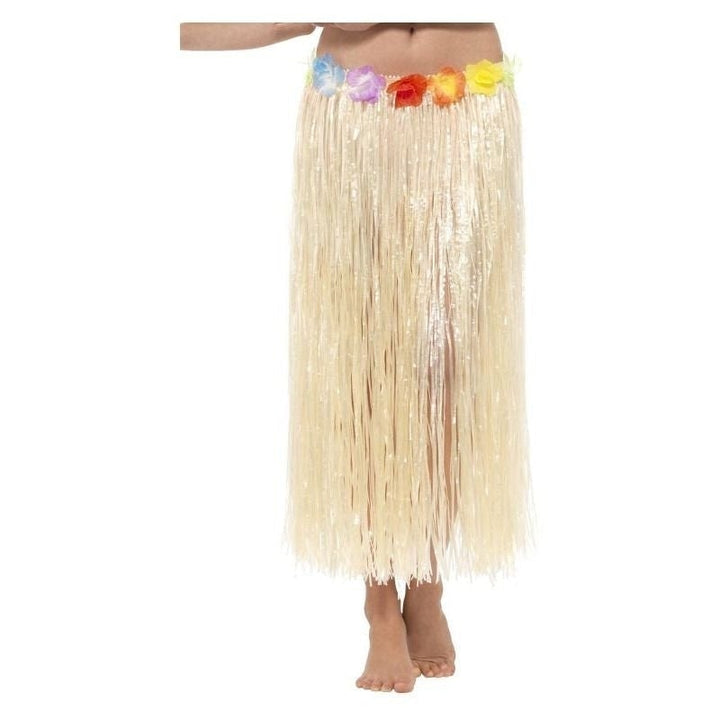 Hawaiian Hula Skirt With Flowers Adult Natural_2 