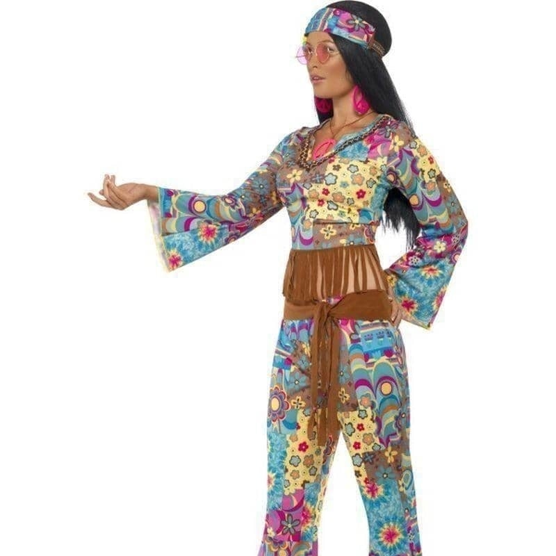Hippy Flower Power Costume Adult Blue Yellow_2 sm-39493S