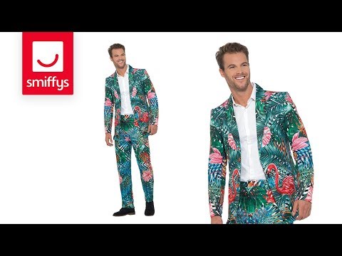 Hawaiian Tropical Flamingo Suit Adult Multi Coloured Jacket and Trousers 6