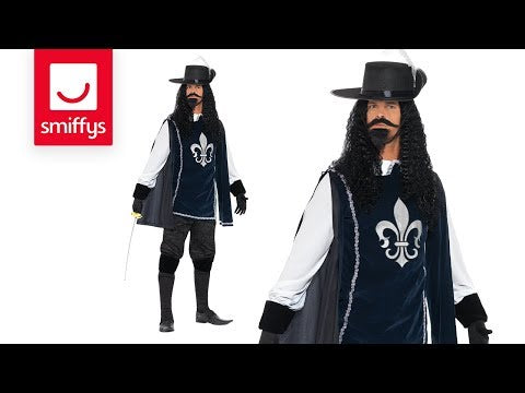 Musketeer Male Costume Adult Tabard Top Hat Blue 6
