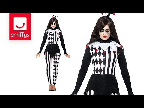 Sinister Female Jester Costume Adult Harlequin Top Leggings Headband 7