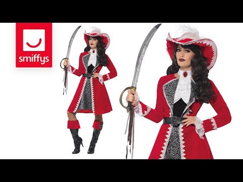 Lady Captain Authentic Deluxe Adult Red Pirate Costume Dress Jacket Neck Tie Boot Covers 7