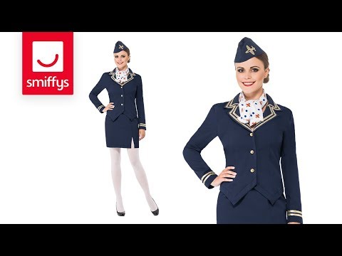 Airways Attendant Air Hostess Costume Adult Blue