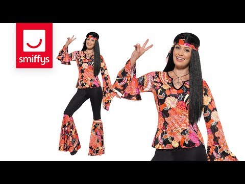 60s Willow The Hippie Costume Multi Coloured Top Trousers Headscarf and Medallion 5