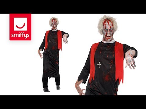 Zombie High Priest Mens Costume Black Red