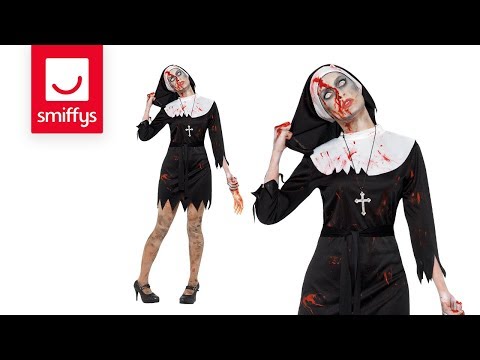 Zombie Sister Costume Womens Black Dress Headpiece Belt and Cross Necklace 6