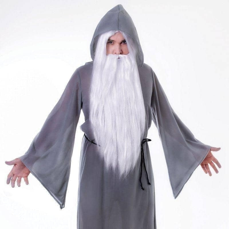 Mens Wizard Cloak Grey Adult Costume Male Halloween_1 AC130