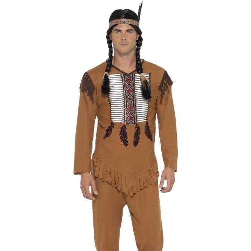 Native American Inspired Warrior Costume Adult Brown 1 sm-45509S MAD Fancy Dress
