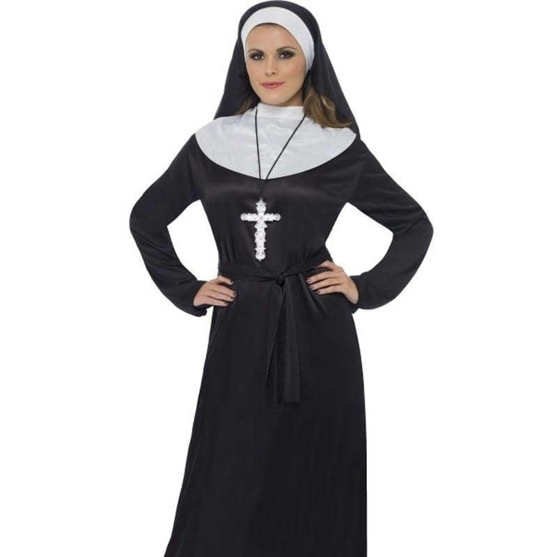 Nun Costume Adult Black White with Head Scarf 1 sm-20423X1 MAD Fancy Dress