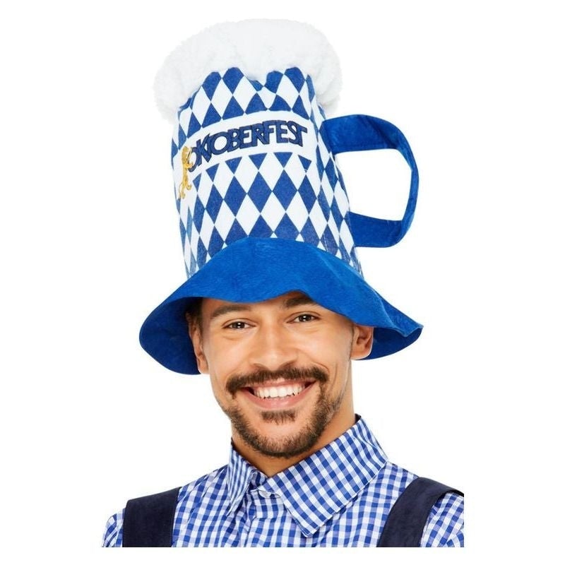 Oktoberfest Beer Hat Blue & White Chequered_1 sm-52509