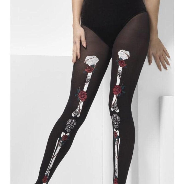 Opaque Day Of The Dead Tights Adult Black_1 sm-43101