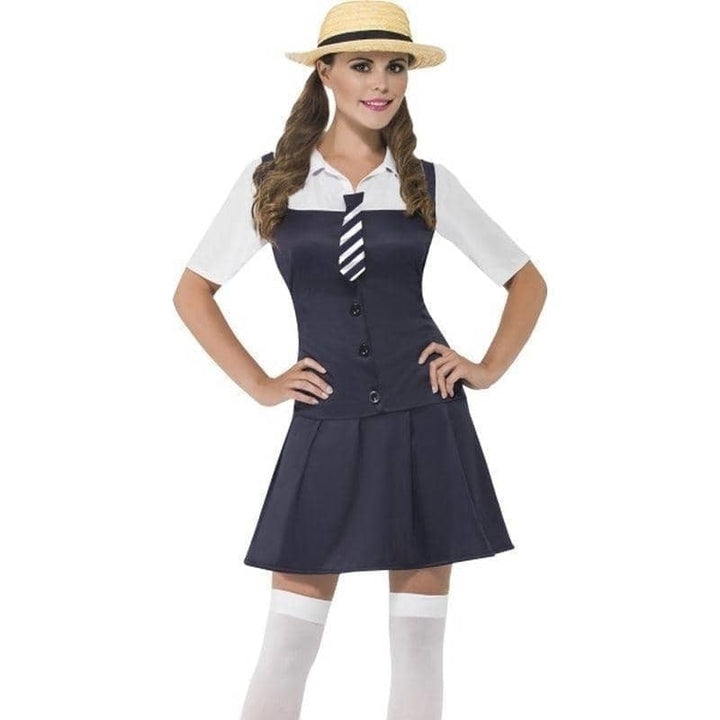 School Girl Costume Adult White Blue_1 sm-31105XS