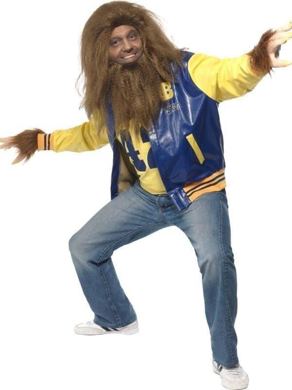 Teen Wolf Costume Mens Yellow Blue Letterman Jacket 5 MAD Fancy Dress