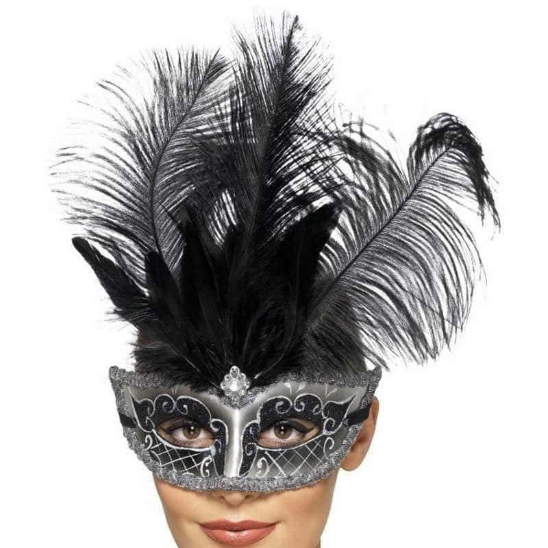Venetian Colombina Eyemask Adult Grey_1 sm-27557